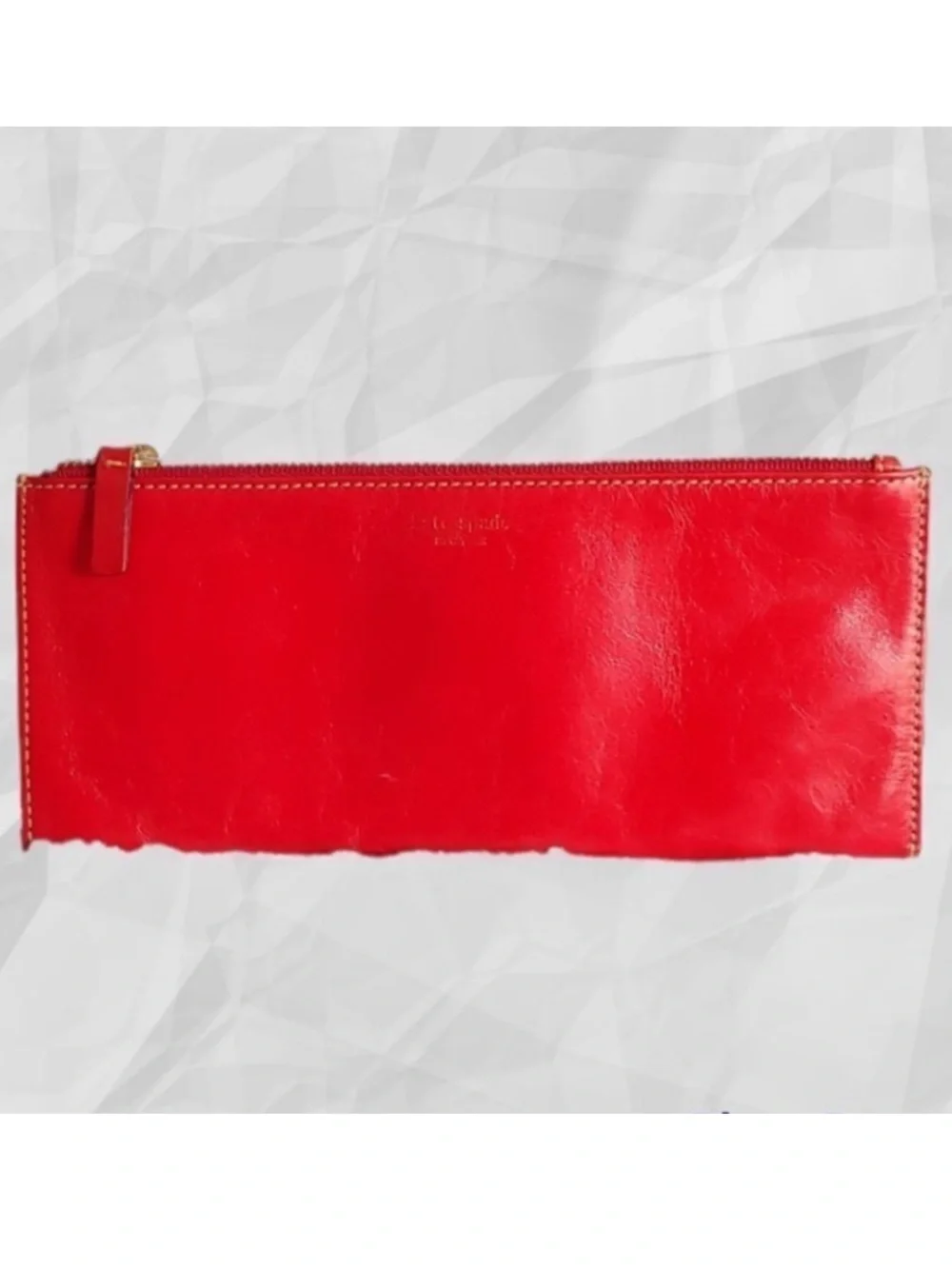 Kate Spade New York Vintage sleek red leather pencil case pouch purse